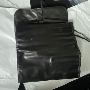Black Faux Leather Makeup Brush‎ Holder Roll Organizer Bag Pouch